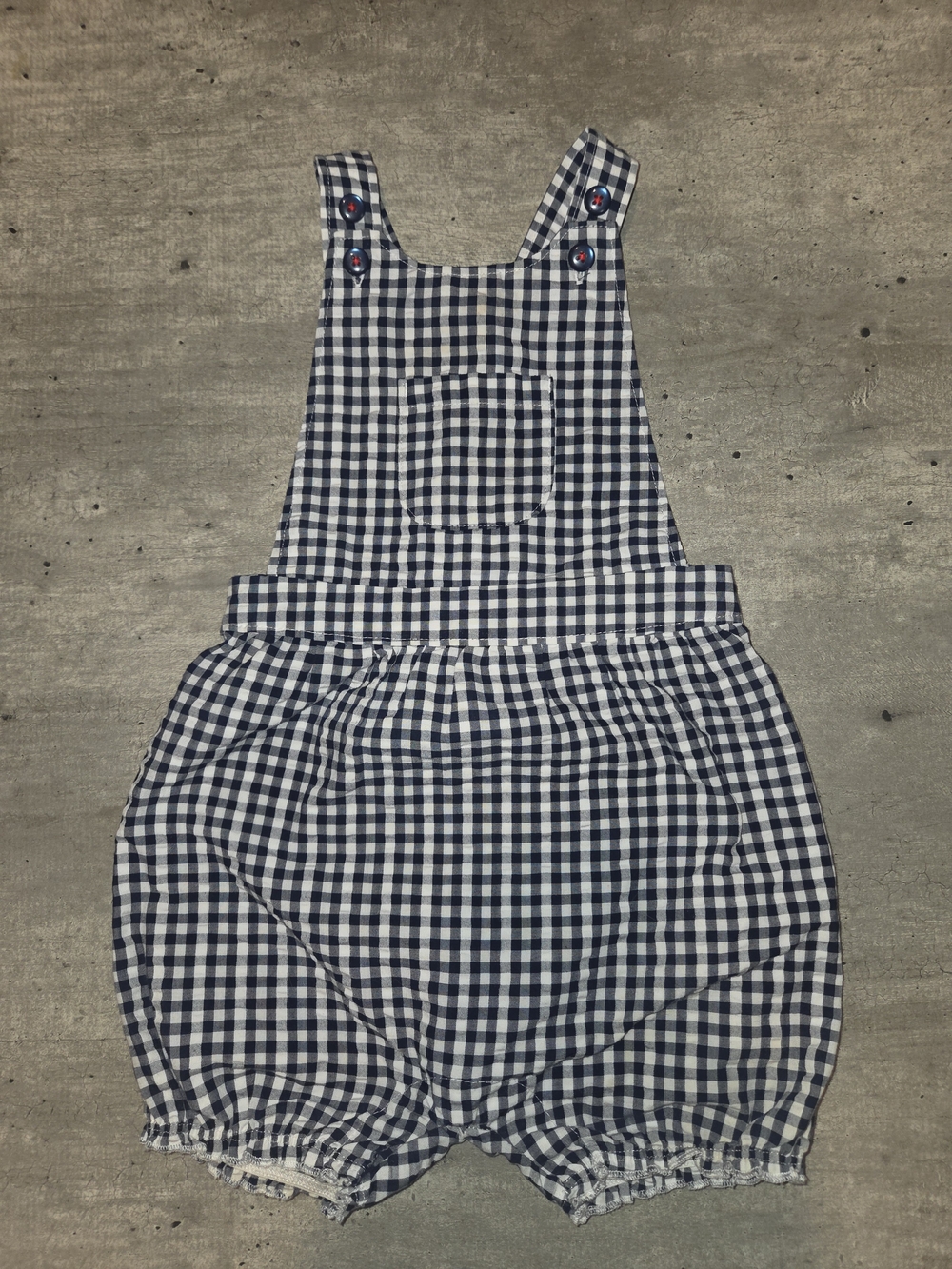 Gingham Navy and White Kids Overall Romper